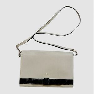 Kate Spade Slim Leather Bow Accent Envelope Crossbody Bag Taupe Used Purse